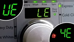 The letter E is flashing on the washing machine: what should I check first and how do I reset the error?